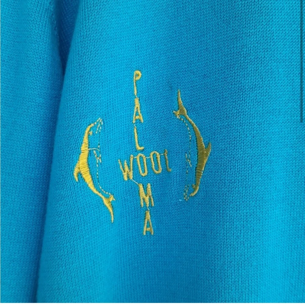 Paloma Wool Bright Turquoise Zip-Neck Pullover - Picture 3 of 10